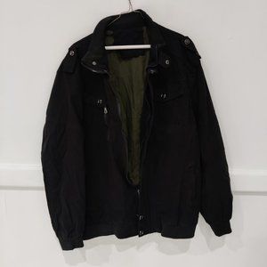 NWoT Unbranded Men's Full Zip Military Jacket Size Large Black $75 8C025